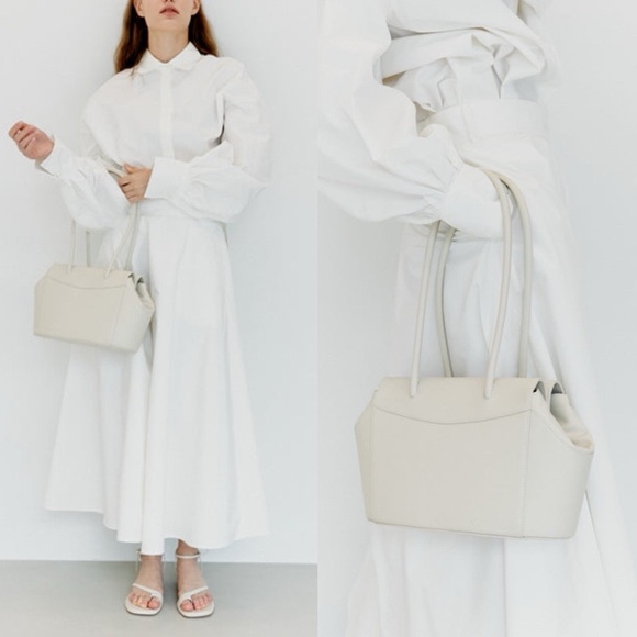 Gu_De Capri Leather Shoulder Tote in Powder with Top Handle MSRP: $475 - Picture 3 of 11